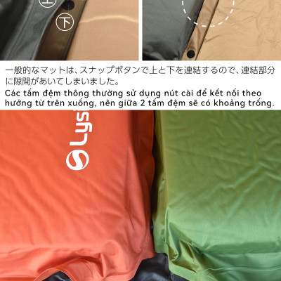 Lysin - đệm nằm dã ngoại (rộng 70cm dày 8cm, chất liệu polyetylen) tự bơm hơi thoảng mái chống thấm nước cắm trại ngoài trời, picnic, du lịch camping có thể liên kết với nhau