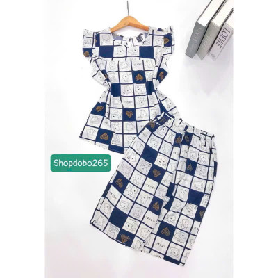 Đồ bộ nữ,đồ ngủ mặc nhà lửng tay cánh tiên vải lanh mềm,mát BL 169 hoạ tiết dễ thương size 45-70kg.