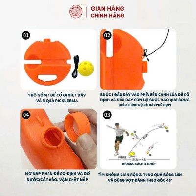 Bộ dụng cụ tập luyện Pickleball bao gồm một bảng đế và một quả bóng Pickleball có dây đàn hồi Giao Mầu Ngẫu Nhiên