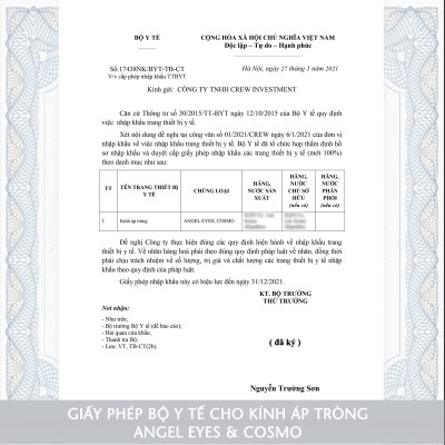 Lens trong suốt có độ cận dòng cao cấp chất liệu Silicone Hydrogel Angel Eyes độ cận 1 - 15