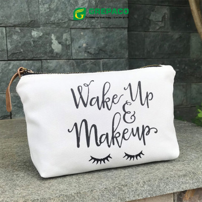 Túi Đựng Mỹ Phẩm Grepaco Đựng Đồ Cá Nhân Trang Điểm Đi Du Lịch Bằng Vải Bố Canvas Tote Cao Cấp, Chống Nước Nhẹ, Size Mini Khóa Kéo Đồng Dây Kéo Da - Hàng Chính Hãng