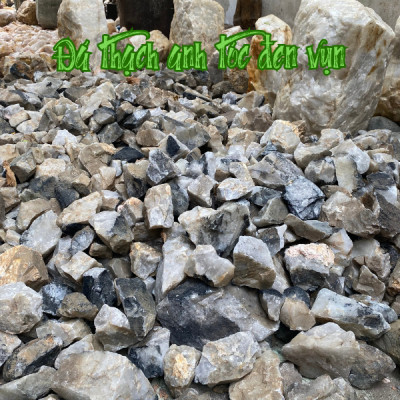 Đá thạch anh tóc đen thô vụn 4x6cm NHASAN rải sàn trấn trạch, chôn nền tăng sinh khí, bồi hoàn long mạch