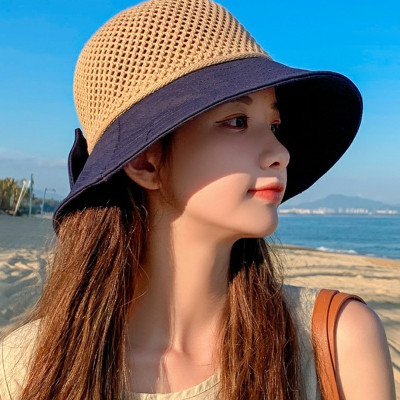 Nón nữ đi biển đẹp mũ rộng vành chống nắng UV cho nữ chất liệu cói vải gấp gọn dona2203204