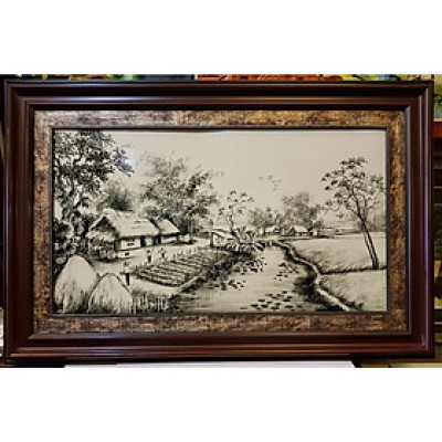 TRANH SỨ - PHONG CẢNH ĐỒNG QUÊ - CÂY ĐA CỔNG LÀNG