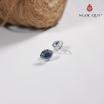 Bông tai cỏ 4 lá đá sapphire mệnh thủy, mộc - Ngọc Quý Gemstones
