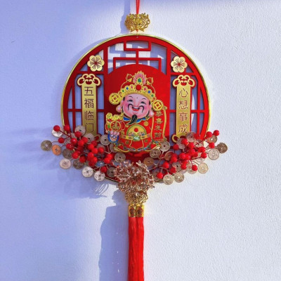 Dây Treo Trang Trí Thần Tài Đầu Lắc Lư Dùng Pin Có Bông Tua Và Móc Treo