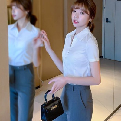 Áo sơ mi công sở Haint Boutique, Áo sơ mi trắng nữ ngắn tay mẫu cơ bản