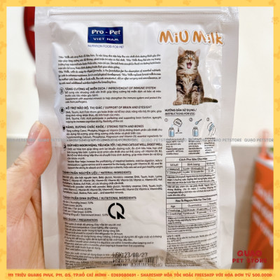 Sữa cho Mèo Pro-pet Miu Milk Bổ sung dinh dưỡng Tăng cường hệ miễn dịch Răng xương chắc khỏe Tiêu hóa tốt Sx tại VN
