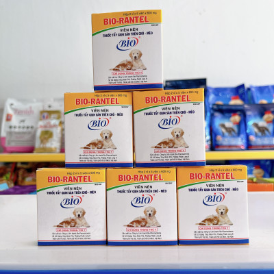 Vỉ 5 Viên Xổ Giun Tẩy Giun Sán Cho Chó Mèo Bio-Rantel 600mg