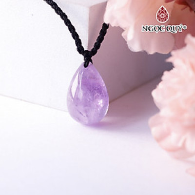 Mặt dây chuyền hình giọt nước đá thạch anh tím lavender 15x22mm mệnh hỏa. thổ - Ngọc Quý Gemstones