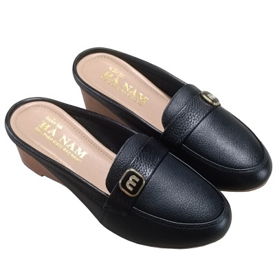 Sục Nữ Đế Xuồng HA NAM Da Bò Thật Đế Cao Su 5cm DNU2185