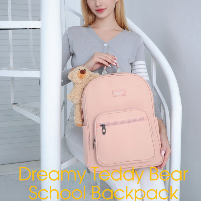 Balo nữ đi học gấu bông Natoli thời trang hàn quốc, cute, dễ thương cấp 2, cấp 3 Dreamy Teddy Bear School Backpack B16