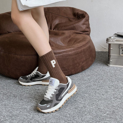 Vớ Thể Thao In Chữ P , Phong Cách Hàn Quốc Độc Đáo Thời Trang Thu Đông Mới Cho Nữ
