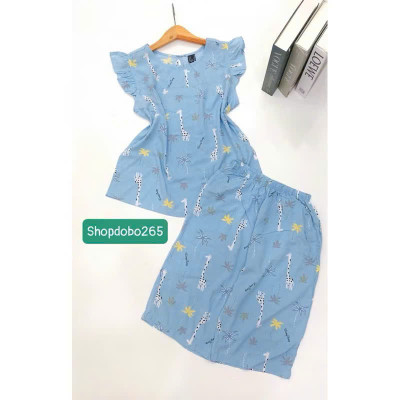 Đồ bộ nữ,đồ ngủ mặc nhà lửng tay cánh tiên vải lanh mềm,mát BL 169 hoạ tiết dễ thương size 45-70kg.