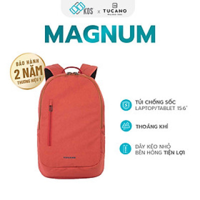 Balo laptop Tucano Magnum 15.6 inch, màu đỏ cam nổi bật, thương hiệu Ý, bào hành 2 năm