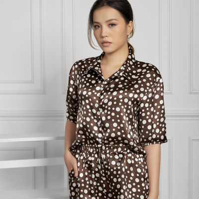 Đồ Bộ Nữ Mặc Nhà Pijama Quần Đùi, Tay Lửng Lụa Hàn Maxivic, La Mộc - MM112118