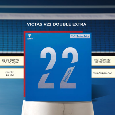 Mặt Vợt Bóng Bàn Victas V22 Double Extra Đỏ - Tốc Độ Tối Ưu, Độ Xoáy Mạnh Mẽ, Hiệu Suất Đỉnh Cao