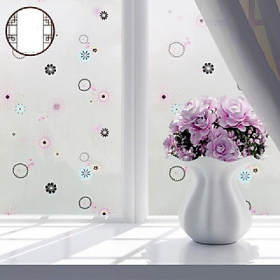 Decal dán kính hoa sắc màu - có keo sẵn khổ rộng 0,9m dài 5m