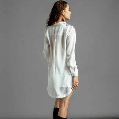 Áo Sơ Mi Nữ Oversized Áo Thêu TOP120 Thời trang thiết kế Hity (Trắng Kim Cương)