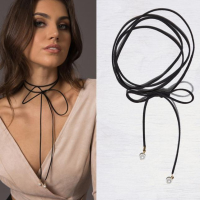 Vòng cổ choker tattoo V67 dây dài đính hạt