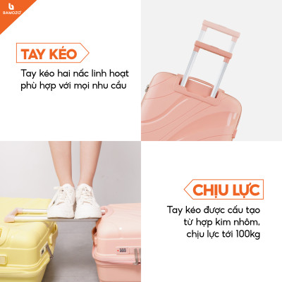 Vali Du Lịch Nancy Bamozo Nhựa PP Cao Cấp, Vali Kéo Du Lịch Chống Va Đập - Bảo Hành 5 Năm.