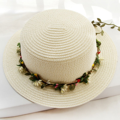 Mũ đi biển đẹp nón rộng vành nhỏ đai hoa lá thời trang Hàn Quốc dona22041904