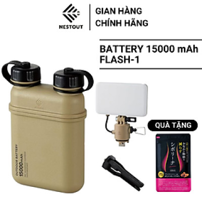 COMBO Pin Dự Phòng 15000 mAh Và Đèn LED Dã Ngoại 12W NESTOUT - Hàng Chính Hãng - ELECOM OFFICIAL SHOP