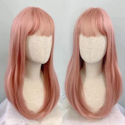 Tóc giả hồng️ cúp cao cấp- tặng lưới chùm tóc