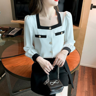 ÁO SƠ MI CỔ VUÔNG VIỀN XINH XẮN