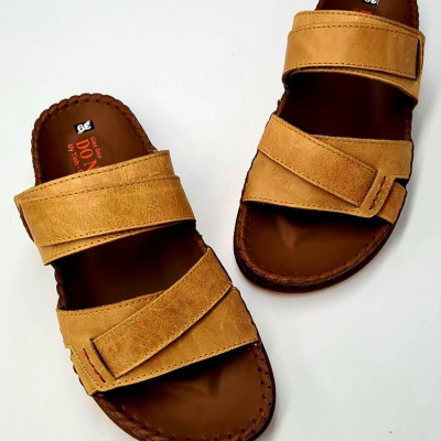 DÉP NAM QUAI NGANG DA BÒ 100%DONAVY, KIỂU 02 QUAI KÉP ĐẲNG CẤP, MAY HANDMADE 02 LẦN QUAI VÀ ĐẾ CHẮC CHẮN