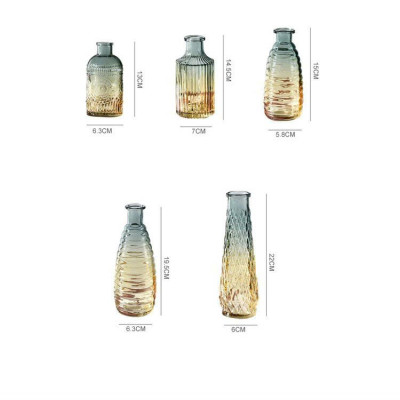 Sét 5 Lọ Hoa Thủy Tinh Basic Phong Cách Bắc Âu Sang Trọng Màu Ombe - HÀNG CHÍNH HÃNG MINIIN