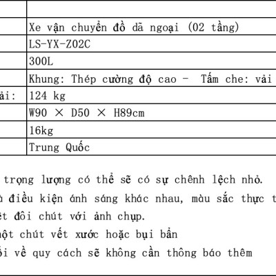 Xe kéo dã ngoại 2 tầng ngoài trời du lịch cắm trại, picnic đa năng bánh xe rộng có khóa cố định dung tích 300l gấp gọn được camping