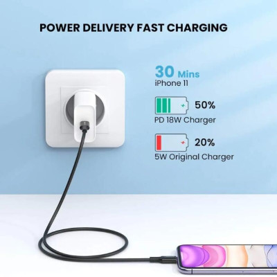 Ugreen UG60751US171TK 1M màu Đen Cáp sạc + truyền dữ liệu Lightning sang Type C - HÀNG CHÍNH HÃNG