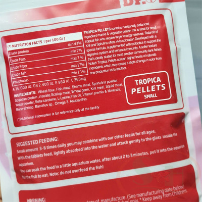 Thức ăn cá Dr+ Premium Tropical Pellets cám hạt nhỏ đạm dinh dưỡng cho cá cảnh