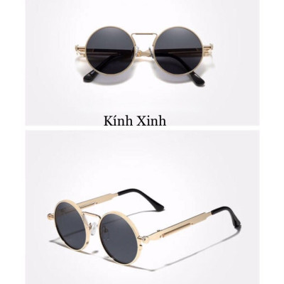 Kính râm Mắt Tròn Retro Cao Cấp Cho Nam + Tặng kèm phụ kiện