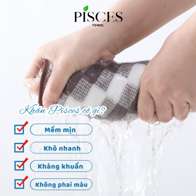 Khăn Tắm PISCES TOWEL 70x140cm Họa Tiết Tổ Ong Cotton Mềm Mại, Khăn Spa Yoga Gym Thể Thao Thấm Hút Mồ Hôi