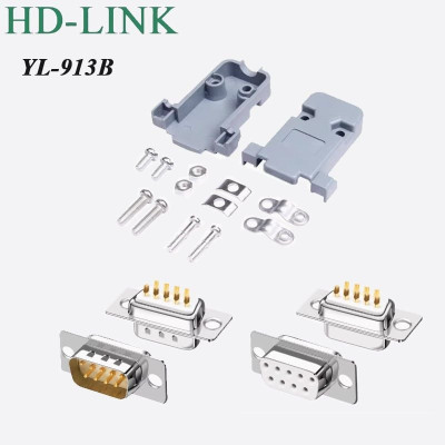 Đầu hàn COM DB9 RS232 chân đồng vỏ ốp nhựa cứng HD-LINK YL-913B 2 dạng chân cắm F/M. HÀNG CHÍNH HÃNG !!!