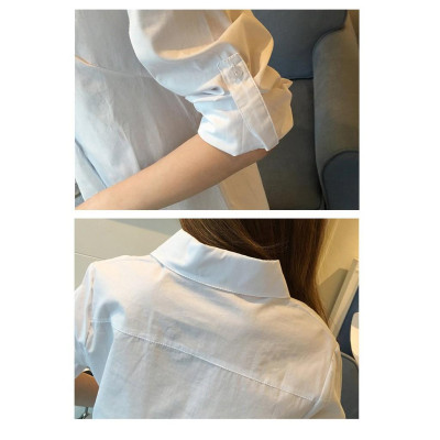 Áo sơ mi nữ dáng suông dài mặc giấu quần phong cách Sm165