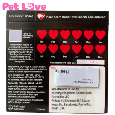 Heartgard tẩy giun tim, giun đũa, giun móc (chó < 11,5kg, hộp 6 viên)