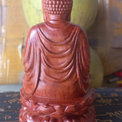 Tượng phật thích ca mâu ni bằng gỗ hương đá kt cao 15×9×9cm 