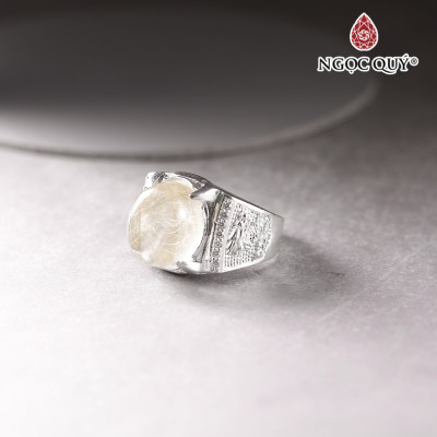 Nhẫn bạc nam mặt đá sapphire 11x12mm Ni19 mệnh thủy, mộc - Ngọc Quý Gemstones