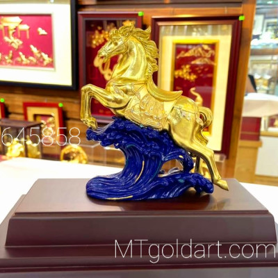 Tượng ngựa dát vàng (19x27x34cm) MT Gold Art- Hàng chính hãng, trang trí nhà cửa, phòng làm việc , quà tặng sếp, đối tác, khách hàng.