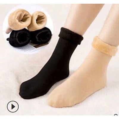 Combo 2 Đôi Tất Nữ Lót Lông Cổ Cao Siêu Ấm Áp Giữ Nhiệt Rất Tốt Màu Đen