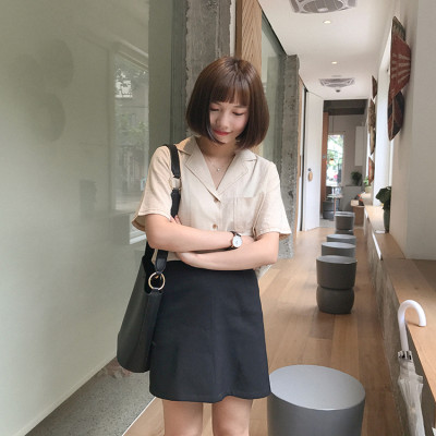 Áo sơ mi Haint Boutique áo sơ mi nữ thiết kế tay ngắn cổ lật HB21