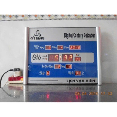 Đồng Hồ LED Treo Tường Kèm Lịch Vạn Niên Cát Tường Sang Trọng – Size Lớn 40x30cm, Loại Cao Cấp Siêu Bền