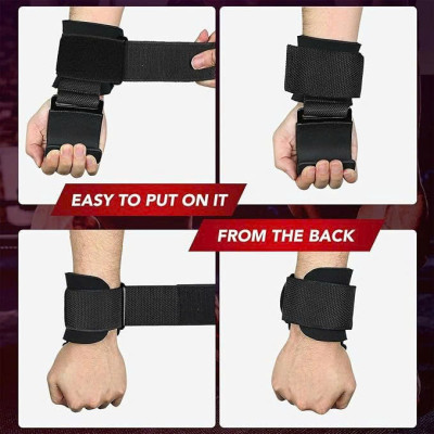 Quấn Cổ Tay Tập Xà Đơn Có Móc Thép (3 Màu) , Găng Tay Có Móc Nâng Tạ