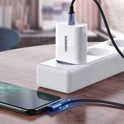 Ugreen UG60764US305TK 1.5M đầu lightning bẻ 90 độ có chip MFI ra cáp USB type C màu đen - HÀNG CHÍNH HÃNG