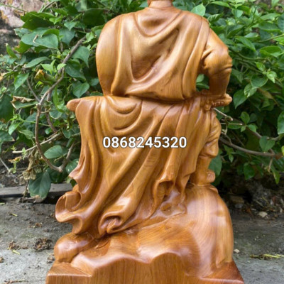 Tượng trần quốc tuấn trần hưng đạo vương bằng gỗ bách xanh thơm nức kt cao 40×19×14cm 