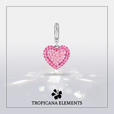 Charm Pha Lê Swarovski Trái Tim Màu Hồng Đính Đá Lấp Lánh