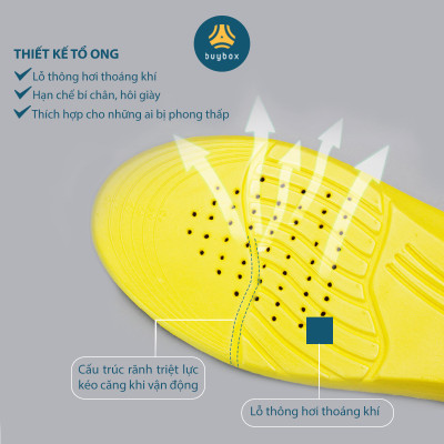 Lót giày thể thao EVA biết thở có rãnh chịu lực và gel chống thốn gót buybox BBPK26